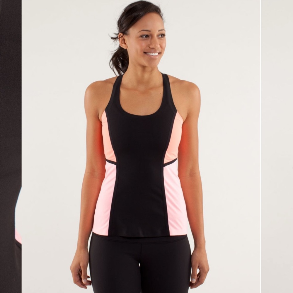 Lululemon Cool Racerback Tank Top Surf Bonded Black Pink Size 4